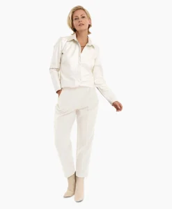 Studio Anneloes Broek Nine Shiny Bonded Trousers Off White