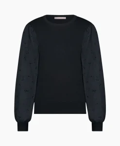 Studio Anneloes Pullover Deana Flower Broderie Donker Blauw