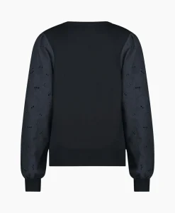 Studio Anneloes Pullover Deana Flower Broderie Donker Blauw