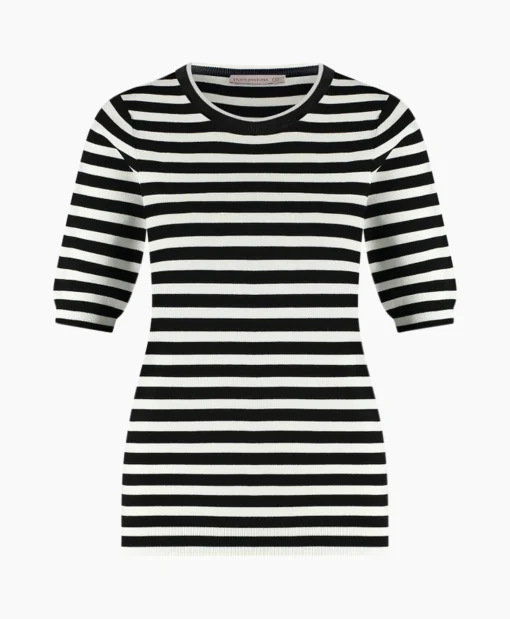 Studio Anneloes Pullover Luna Stripe Short Slv Zwart Dessin