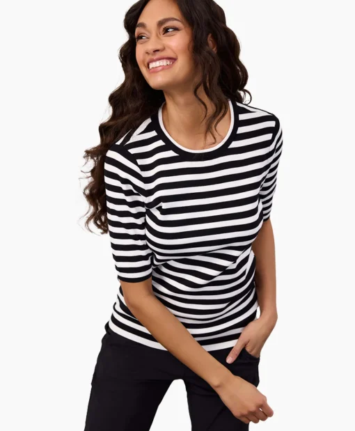 Studio Anneloes Pullover Luna Stripe Short Slv Zwart Dessin