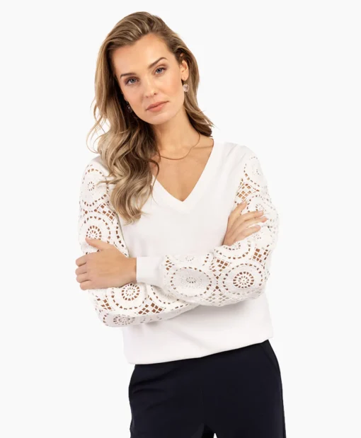 Studio Anneloes Pullover Dinah Crochet Off White