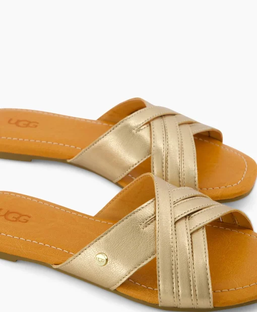 Ugg Sandaal Zonder Hak W Kenleigh Slide Goud