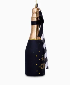 Vondels Vondels Kerstbal Champagne Fles Zwart