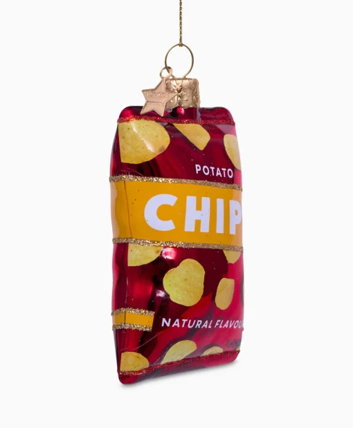 Vondels Vondels Kerstbal Naturel Chips Rood
