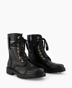 Zadig & Voltaire Enkellaars Joe Smooth Cowskin + Side Prin Zwart