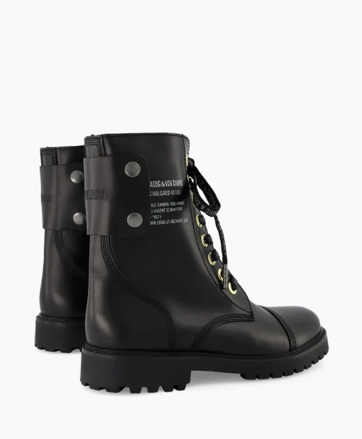 Zadig & Voltaire Enkellaars Joe Smooth Cowskin + Side Prin Zwart