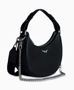 Zadig & Voltaire Schouder / Hand Tas Moonrock Grained Leather Zwart