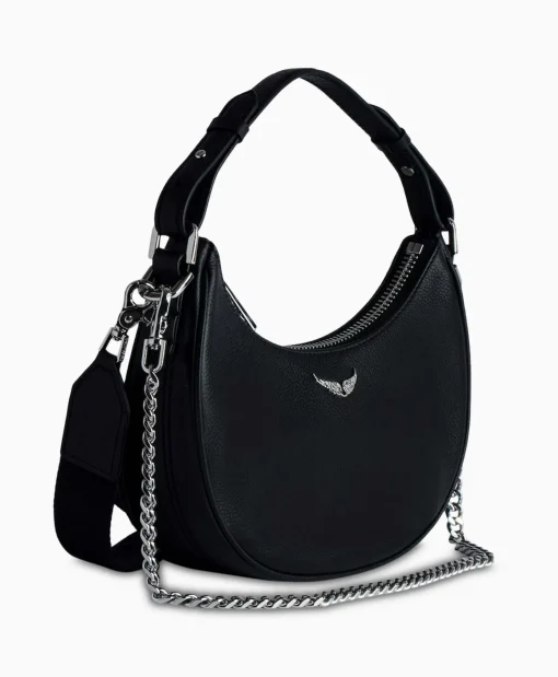 Zadig & Voltaire Schouder / Hand Tas Moonrock Grained Leather Zwart