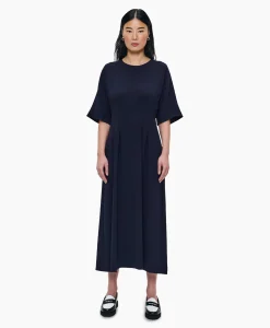 Zenggi Maxi Jurk Flowy Waisted Donker Blauw