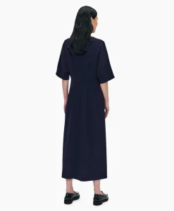 Zenggi Maxi Jurk Flowy Waisted Donker Blauw