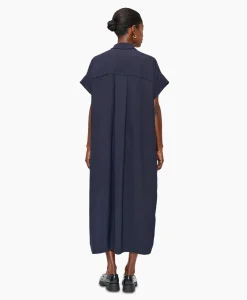 Zenggi Maxi Jurk Fluid Shirt Donker Blauw