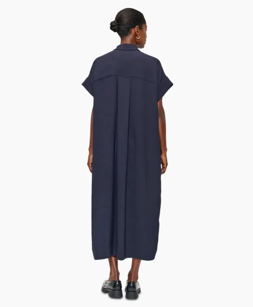 Zenggi Maxi Jurk Fluid Shirt Donker Blauw