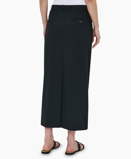 Zenggi Midi Rok Tropical Wool Straight Zwart