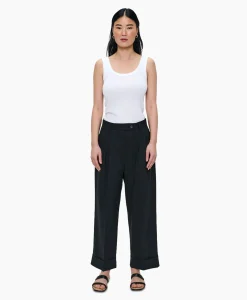 Zenggi Pantalon Tropical Wool Straight Zwart