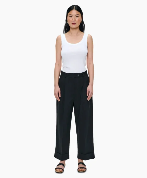Zenggi Pantalon Tropical Wool Straight Zwart