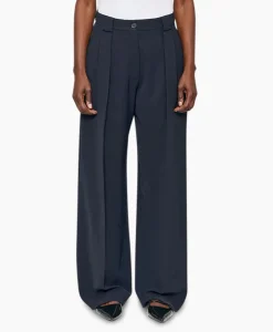 Zenggi Pantalon Wide Pleated Donker Blauw