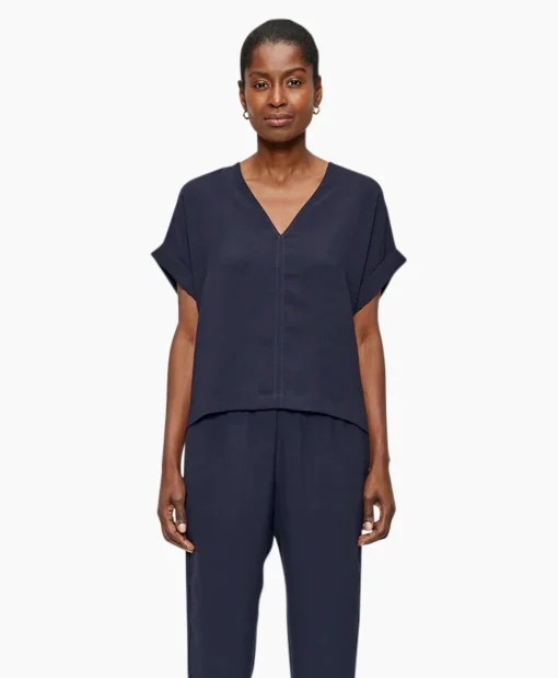 Zenggi Top Fluid V-Neck Donker Blauw