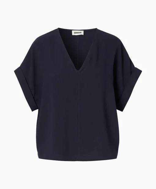 Zenggi Top Fluid V-Neck Donker Blauw